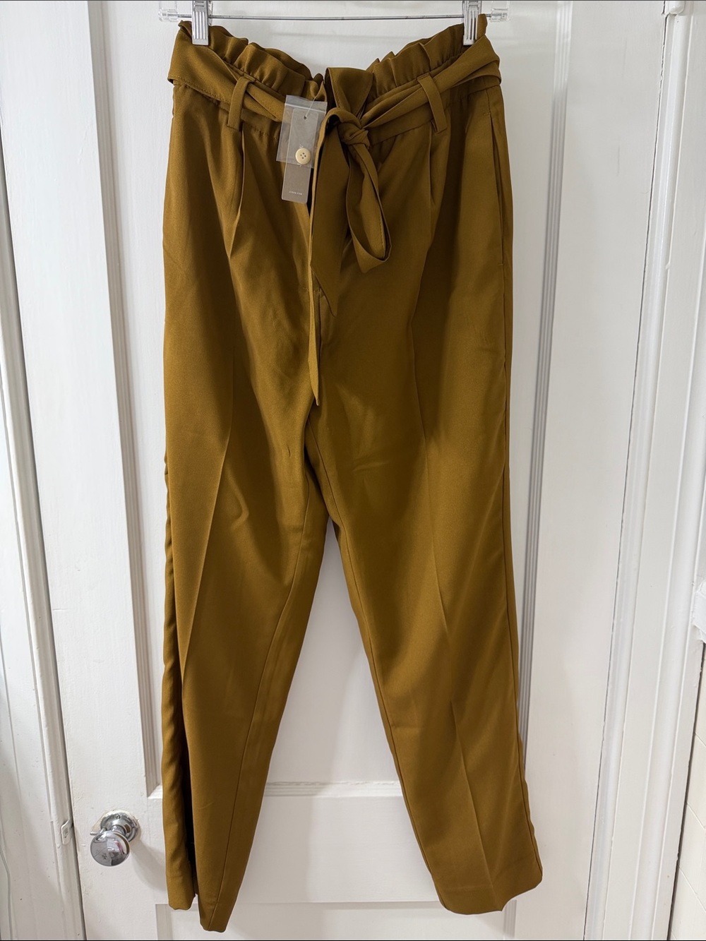 J. Crew Olive Paperbag-Waist Trousers with Tie